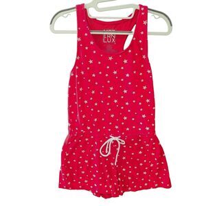 Modern Lux Womens Shorts Jumper Red With White Stars Size Small Polyester Blend